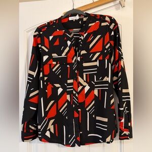 Calvin Klein Black and Red Geometric Button Down Shirt